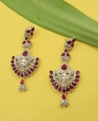 Necklace with Maang Tikka Earrings Indian Traditional Bridal Wedding Jewellery Set.-thumb4