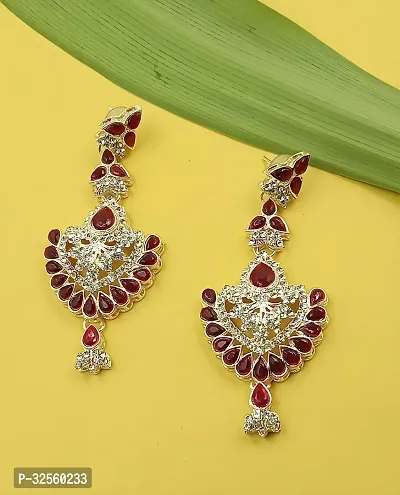 Necklace with Maang Tikka Earrings Indian Traditional Bridal Wedding Jewellery Set.-thumb5