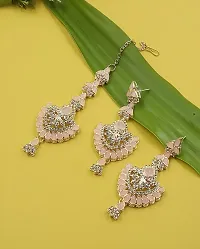 Necklace with Maang Tikka Earrings Indian Traditional Bridal Wedding Jewellery Set.-thumb1