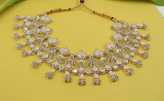 Necklace with Maang Tikka Earrings Indian Traditional Bridal Wedding Jewellery Set.-thumb2