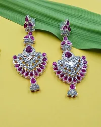 Necklace with Maang Tikka Earrings Indian Traditional Bridal Wedding Jewellery Set.-thumb1