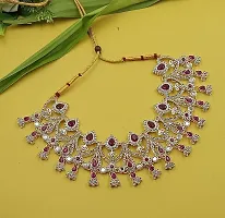 Necklace with Maang Tikka Earrings Indian Traditional Bridal Wedding Jewellery Set.-thumb4