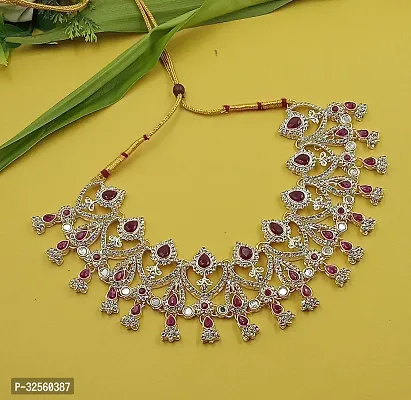 Necklace with Maang Tikka Earrings Indian Traditional Bridal Wedding Jewellery Set.-thumb5