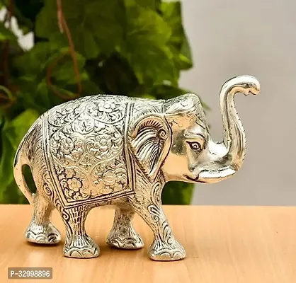 Crown Warriors Metal Elephant Silver Color for Showpiece Enhance Your Home,Office,Animal Showpiece Figurines,Corporate Gift Article-thumb0