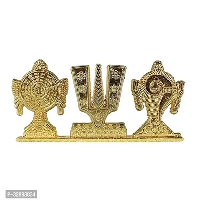 Crown Warriors Shankh Chakra Namah of Lord Vishnu Tirupati Balaji Shankha Chakra Tilak Lord Vishnu Symbol Ideal for car Dashboard Home Temple Office Table Home Decor(D4)-thumb0