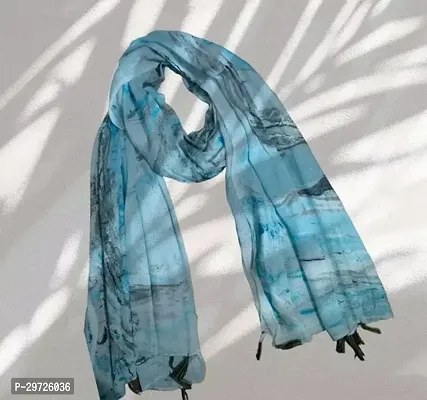 Elite Blue Cotton Printed Stoles For Women