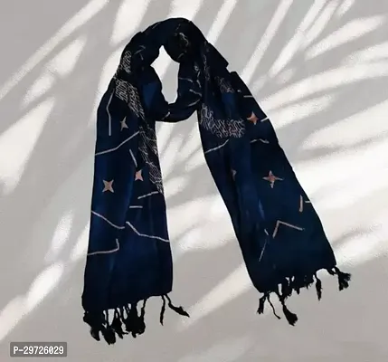 Elite Navy Blue Cotton Printed Stoles For Women