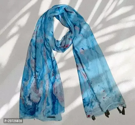 Elite Blue Cotton Printed Stoles For Women