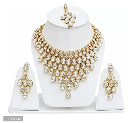 Gold Plated Kundan Studded Necklace Set-thumb0