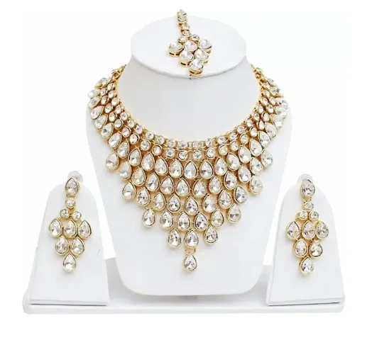 Laxmi collections Traditional Designer Plated Kundan Necklace Set | JWL-158