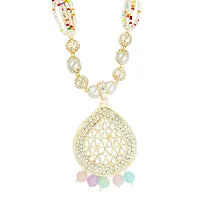 White Long Pearls Mala Jewellery Set-thumb3