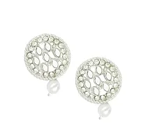 Silver Plated Long Pearls Studded Mala Jewellery Set-thumb1