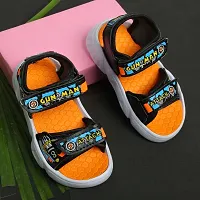 Frabio Synthetic Velcro Indoor Outdoor Sandals For Boys  Girls Kids Wear/Flip Flop Sandals and Floaters Footwear for Kids (Orange::Black)-thumb3