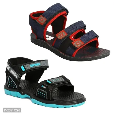 Frabio Men's Casual velcro Sandals/Running Walking Dailywear Indoor Outdoor Floaters -(Blue) 130-thumb0