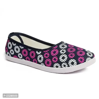 Women's Round Printed Light Weight Flat Footwear Bellies for Girls and Women-thumb0