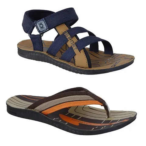 Frabio Mens Flip-Flops Sandals, Comfort Casual Thong Sandals II Chappal II Slipper For Boys - Pack of 2 (Combo-01)