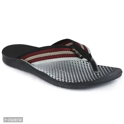 Frabio Mens Sport Flip Flops Comfort Casual Thong Sandals II Chappal II Slipper For Boys - Pack of 2 (2C WKBLACK-1)-thumb2