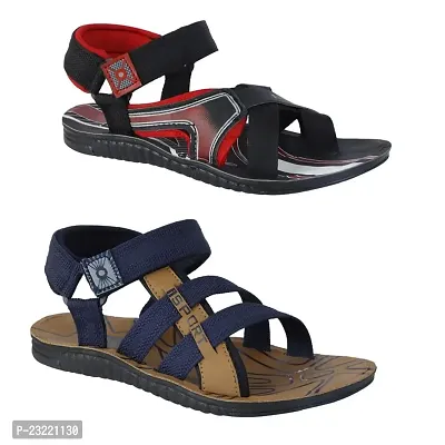 Frabio Men's Casual Dailywear Sandals/Indoor Outdoor Flip Flop Walking Sandal for Men-Pack of 2 (AS3102RED-3104TAN_10)