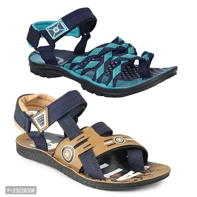 Frabio Men's Casual Dailywear Sandals/Indoor Outdoor Flip Flop Walking Sandal for Men-Pack of 2 (AS3102TAN-1104CGRN_10)-thumb0
