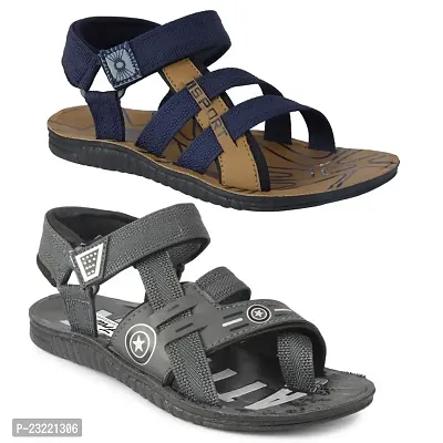 Frabio Men's Casual Dailywear Sandals/Indoor Outdoor Flip Flop Walking Sandal for Men-Pack of 2 (AS3102GREY-3104TAN_10)