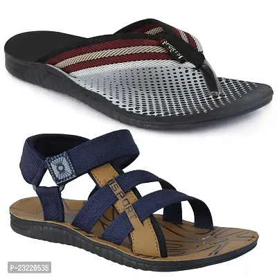 Frabio Mens Flip-Flops Sandals, Comfort Casual Thong Sandals II Chappal II Slipper For Boys - Pack of 2 (Combo4)-thumb0