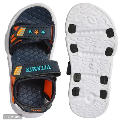 Frabio Synthetic Velcro Indoor Outdoor Sandals For Boys  Girls Kids Wear/Flip Flop Sandals and Floaters Footwear for Kids (Dark Blue::Orange)-thumb3