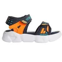 Frabio Synthetic Velcro Indoor Outdoor Sandals For Boys  Girls Kids Wear/Flip Flop Sandals and Floaters Footwear for Kids (Dark Blue::Orange)-thumb1