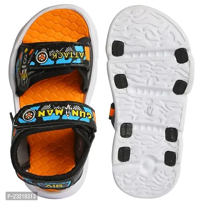 Frabio Synthetic Velcro Indoor Outdoor Sandals For Boys  Girls Kids Wear/Flip Flop Sandals and Floaters Footwear for Kids (Orange::Black)-thumb3