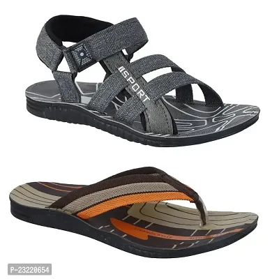 Frabio Mens Flip-Flops Sandals, Comfort Casual Thong Sandals II Chappal II Slipper For Boys - Pack of 2 (Combo4)