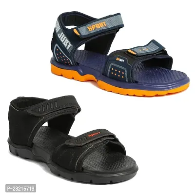 Frabio Men's Casual velcro Sandals/Running Walking Dailywear Indoor Outdoor Floaters -(Black) 119-thumb0