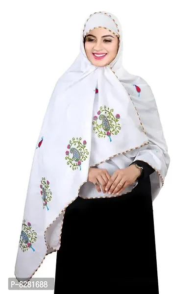 Vastragrah Women's Polycotton Namaz Dupatta with Embroidery flower butta work