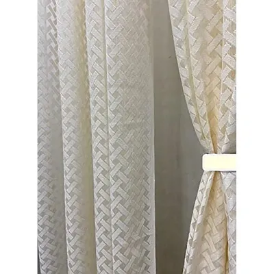 ROYAL TREND Net Transparent Curtain Drape | Semi Sheer Panels for Home and Office Decor | Eyelet Curtains for Living Room Kitchen Hall, Pack of 2 Cream