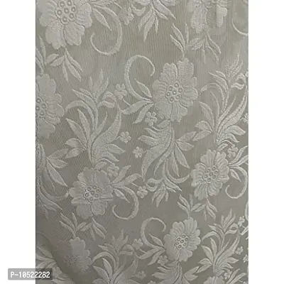 Kiyaan Polyester Heavy Net Tisue Flower Design Curtain Set of 2 Pecs Cream Colour (Size 4 x 5 Feet Window Curtain), Washable-thumb3