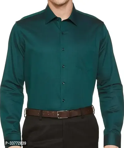 Stylish Green Polyester Solid Long Sleeves Shirt For Men-thumb0