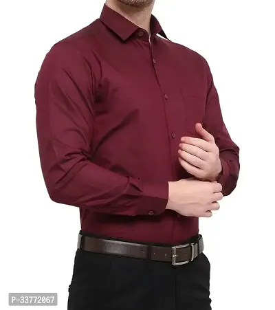 Stylish Maroon Polyester Solid Long Sleeves Shirt For Men-thumb0