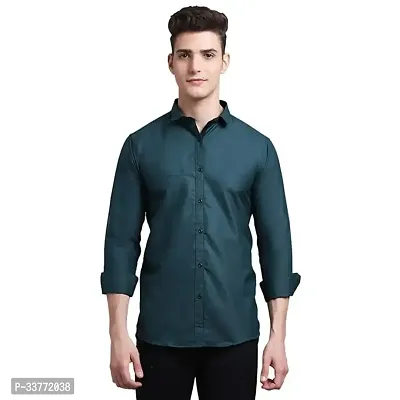 Stylish Olive Polyester Solid Long Sleeves Shirt For Men-thumb0