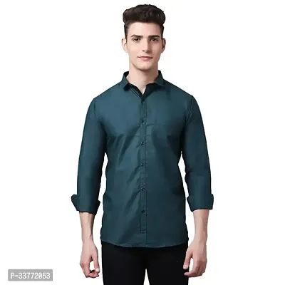 Stylish Green Polyester Solid Long Sleeves Shirt For Men-thumb0