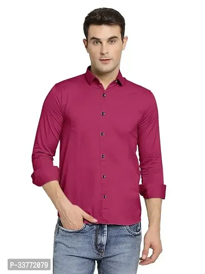 Stylish Maroon Polyester Solid Long Sleeves Shirt For Men-thumb0