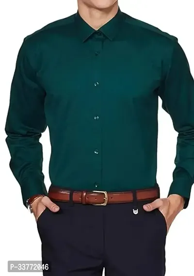 Stylish Green Polyester Solid Long Sleeves Shirt For Men-thumb0