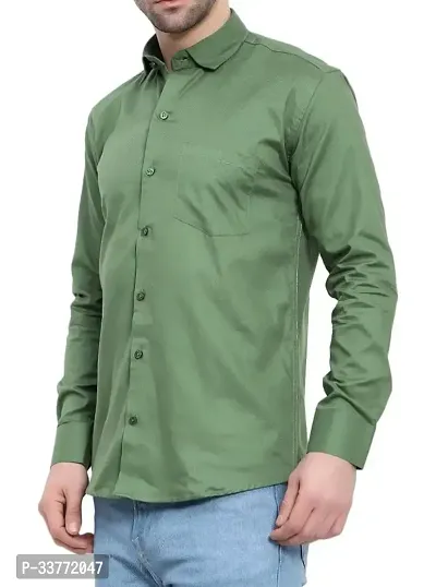 Stylish Green Polyester Solid Long Sleeves Shirt For Men-thumb0