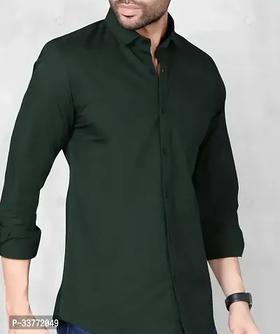 Stylish Green Polyester Solid Long Sleeves Shirt For Men-thumb0