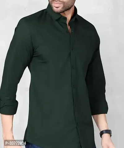 Stylish Olive Polyester Solid Long Sleeves Shirt For Men-thumb0