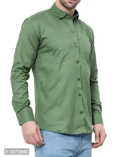 Stylish Green Polyester Solid Long Sleeves Shirt For Men-thumb0