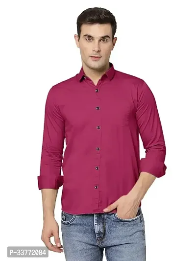 Stylish Maroon Polyester Solid Long Sleeves Shirt For Men-thumb0