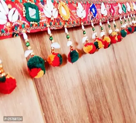 Stylish Diwali Decoration Jaipuri Toran With Mirror And Seap Toran-thumb3