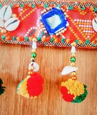 Stylish Diwali Decoration Jaipuri Toran With Mirror And Seap Toran-thumb1