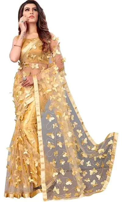 Butterfly Net Sarees with Blouse Piece