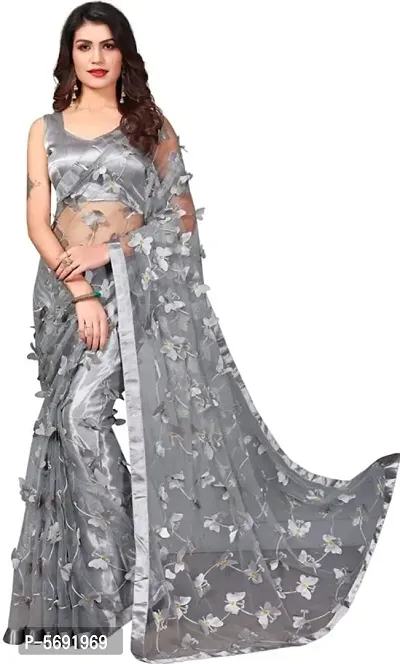 Beautiful Net Saree with Blouse piece-thumb0