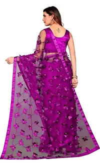 Women's Net Butterfly Design Saree With Blouse Piece-thumb1