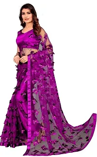 Women's Net Butterfly Design Saree With Blouse Piece-thumb2